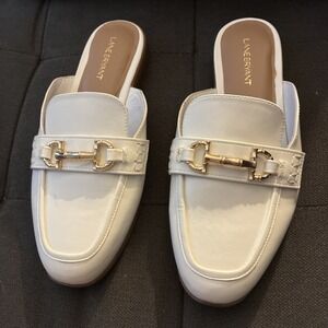 Lane Bryant Wide shoes Chain slip on flat mules women's 11 faux leather comfort